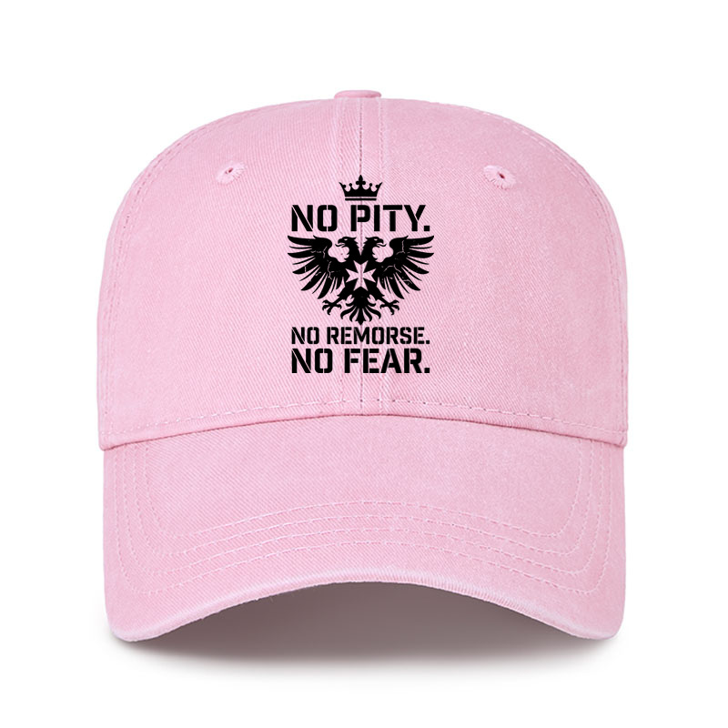 Heritage Washed Cap - No Pity No Remorse No Fear - Pink (front)