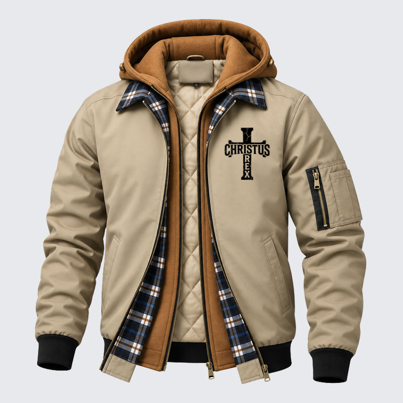 Hooded Bomber Jacket - Ave Christus Rex