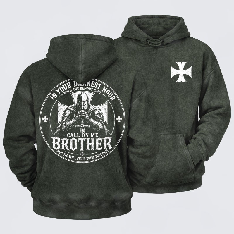 Washed Hoodie -  Call On Me Brother – Knights of Faith