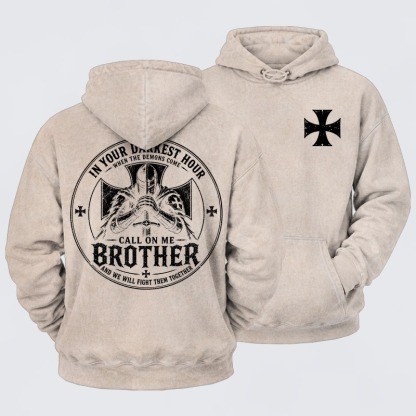 Washed Hoodie -  Call On Me Brother – Knights of Faith