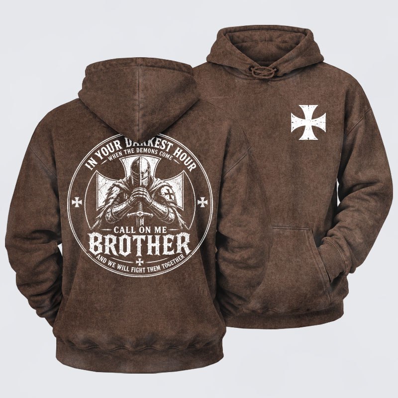 Washed Hoodie -  Call On Me Brother – Knights of Faith