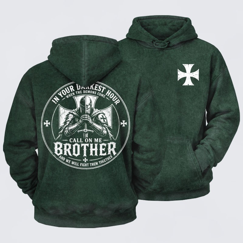 Washed Hoodie -  Call On Me Brother – Knights of Faith