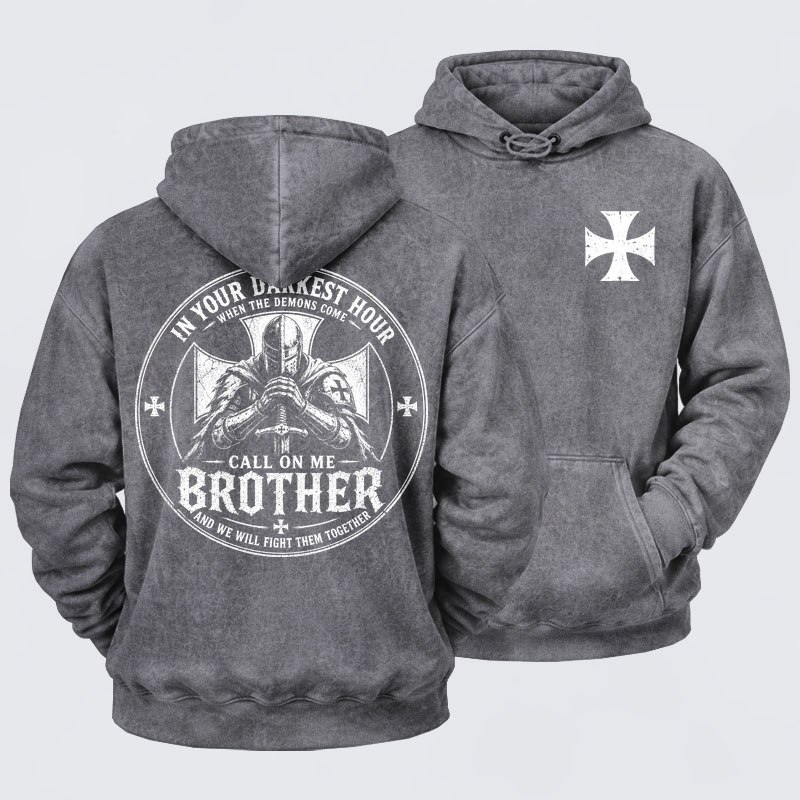 Washed Hoodie -  Call On Me Brother – Knights of Faith