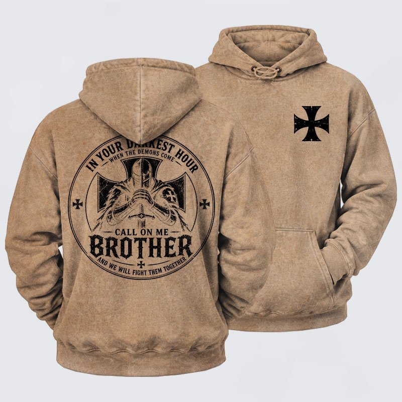 Washed Hoodie -  Call On Me Brother – Knights of Faith