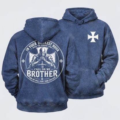 Washed Hoodie -  Call On Me Brother – Knights of Faith