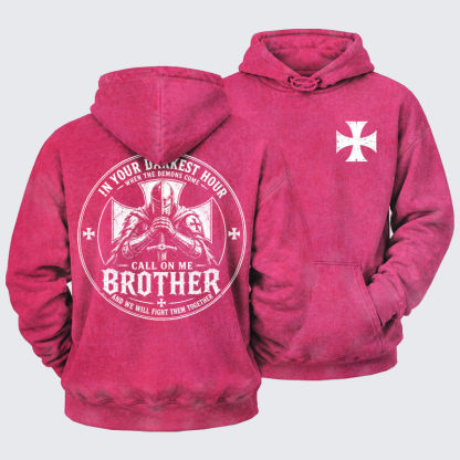 Washed Hoodie -  Call On Me Brother – Knights of Faith