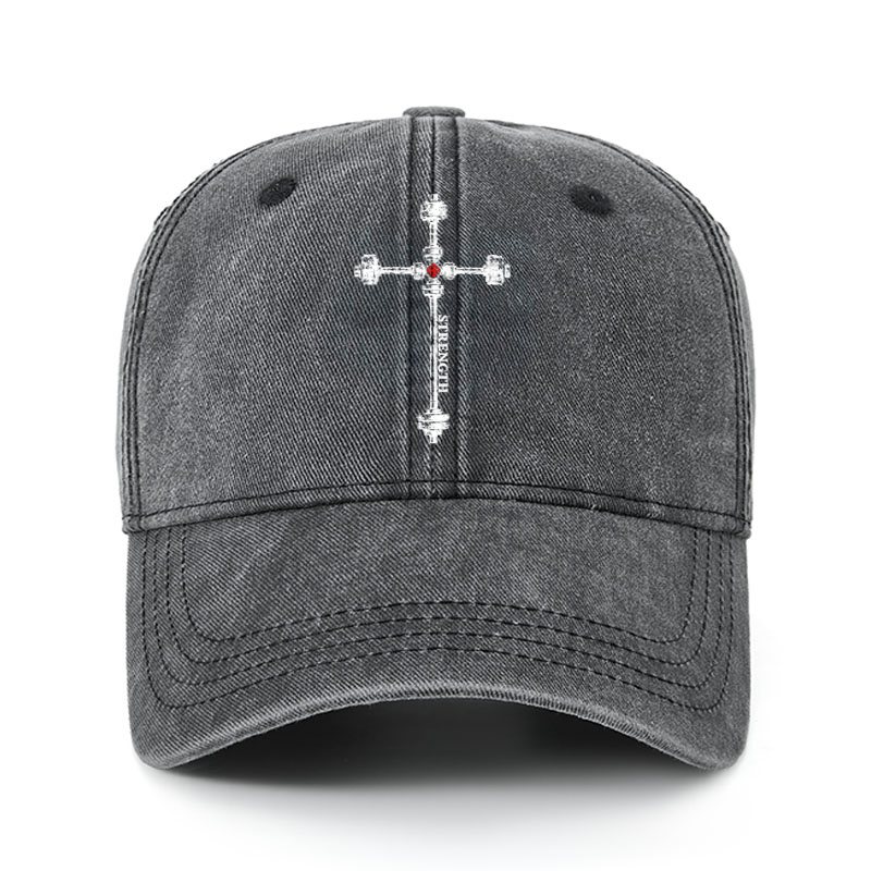 Heritage Washed Cap - Strength in the Lord – Christian Gym Jerusalem Cross