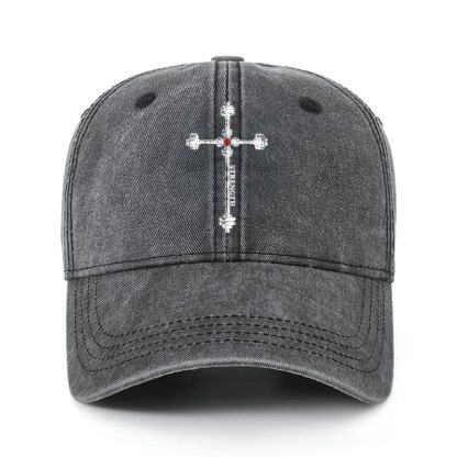 Heritage Washed Cap - Strength in the Lord – Christian Gym Jerusalem Cross