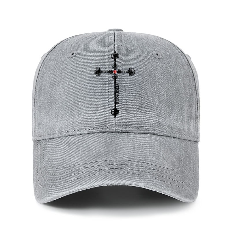 Heritage Washed Cap - Strength in the Lord – Christian Gym Jerusalem Cross