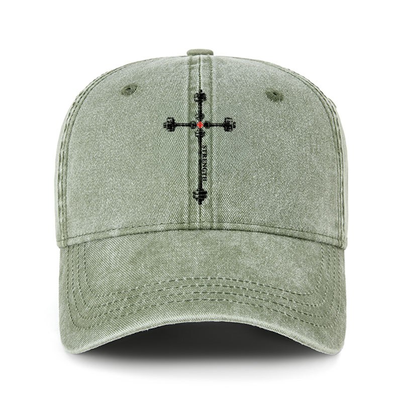Heritage Washed Cap - Strength in the Lord – Christian Gym Jerusalem Cross