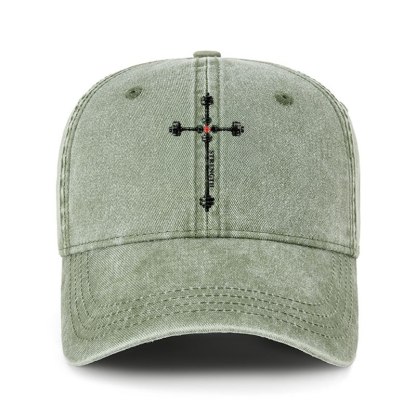 Heritage Washed Cap - Strength in the Lord – Christian Gym Jerusalem Cross