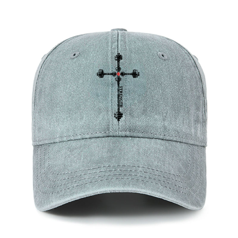 Heritage Washed Cap - Strength in the Lord – Christian Gym Jerusalem Cross