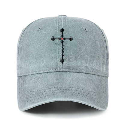 Heritage Washed Cap - Strength in the Lord – Christian Gym Jerusalem Cross