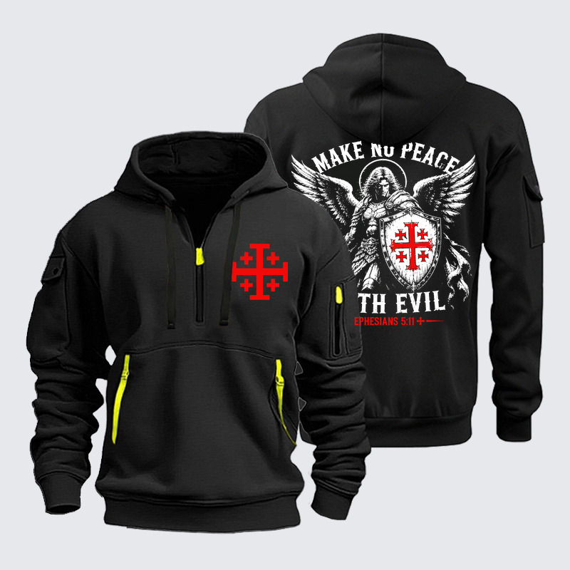 Zipper Hoodies - Make No Peace with Evil Knight Templar Jerusalem Cross