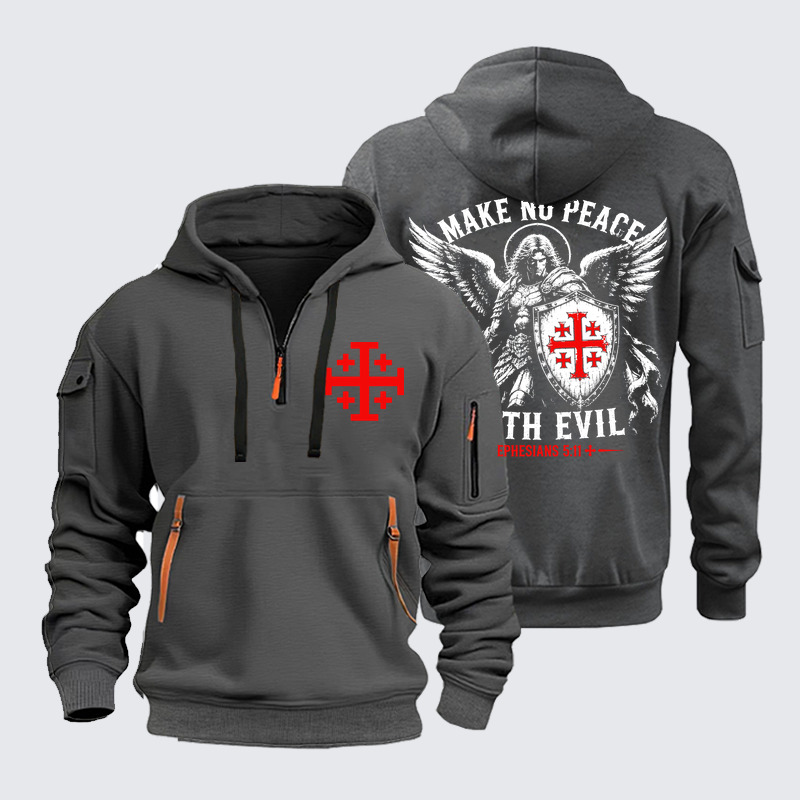 Zipper Hoodies - Make No Peace with Evil Knight Templar Jerusalem Cross