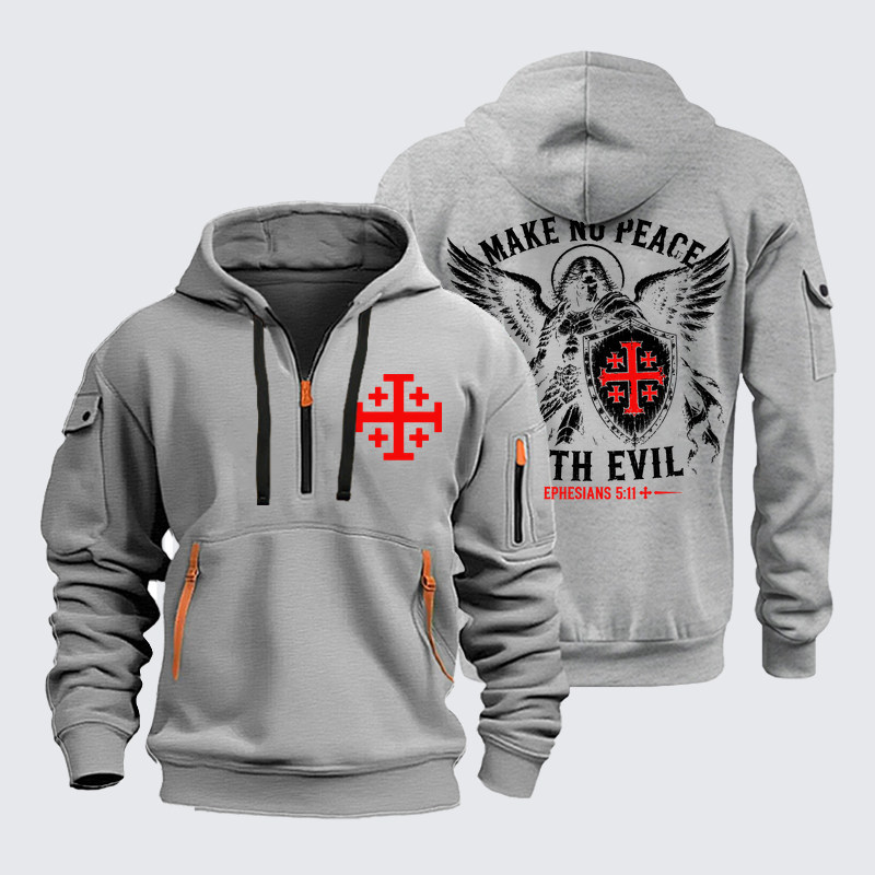 Zipper Hoodies - Make No Peace with Evil Knight Templar Jerusalem Cross