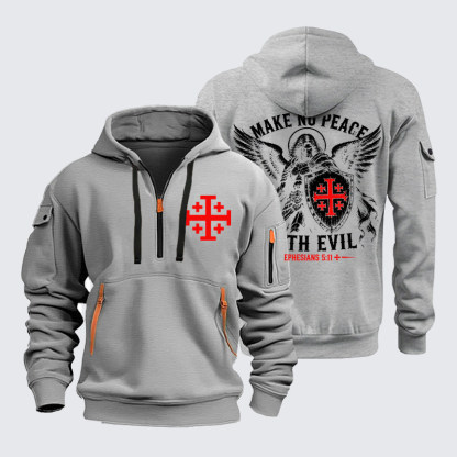 Zipper Hoodies - Make No Peace with Evil Knight Templar Jerusalem Cross