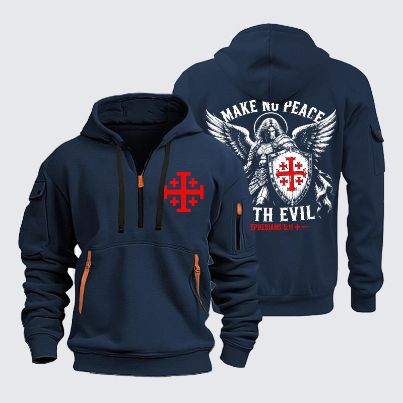 Zipper Hoodies - Make No Peace with Evil Knight Templar Jerusalem Cross