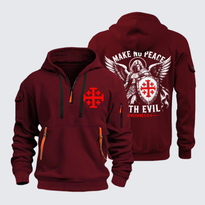 Zipper Hoodies - Make No Peace with Evil Knight Templar Jerusalem Cross