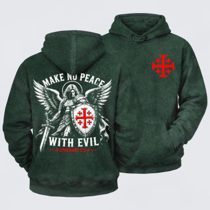 [Copy]Washed Hoodie -  Make No Peace with Evil Knight Templar Jerusalem Cross