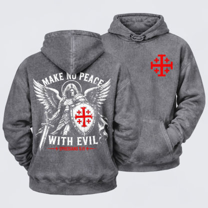 [Copy]Washed Hoodie -  Make No Peace with Evil Knight Templar Jerusalem Cross