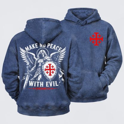[Copy]Washed Hoodie -  Make No Peace with Evil Knight Templar Jerusalem Cross