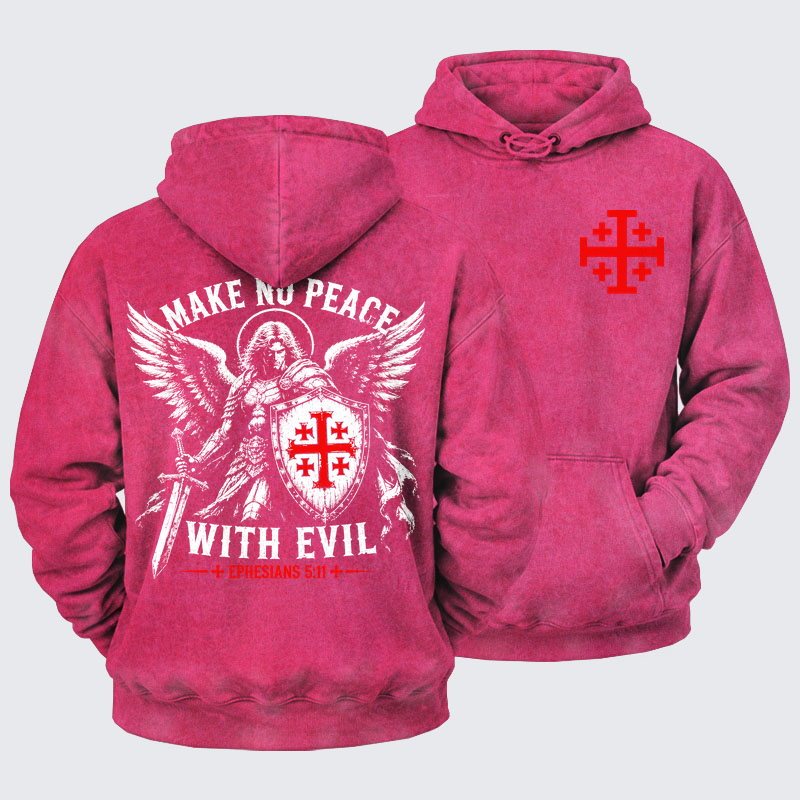[Copy]Washed Hoodie -  Make No Peace with Evil Knight Templar Jerusalem Cross