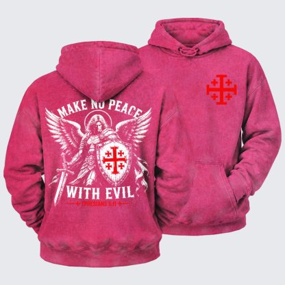 [Copy]Washed Hoodie -  Make No Peace with Evil Knight Templar Jerusalem Cross
