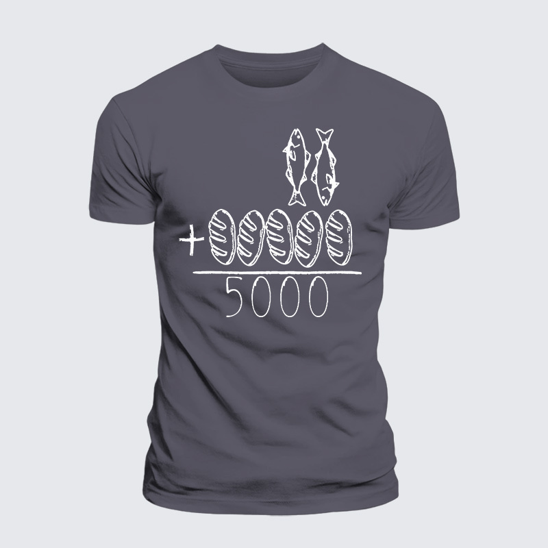 2 Fishes 5 Breads Jesus Feeds The 5000 Jesus God Christian Premium Mercerized Cotton Tee
