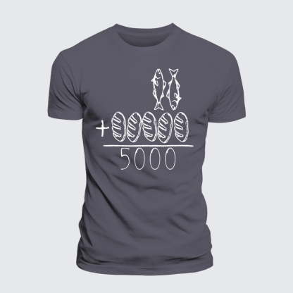 2 Fishes 5 Breads Jesus Feeds The 5000 Jesus God Christian Premium Mercerized Cotton Tee