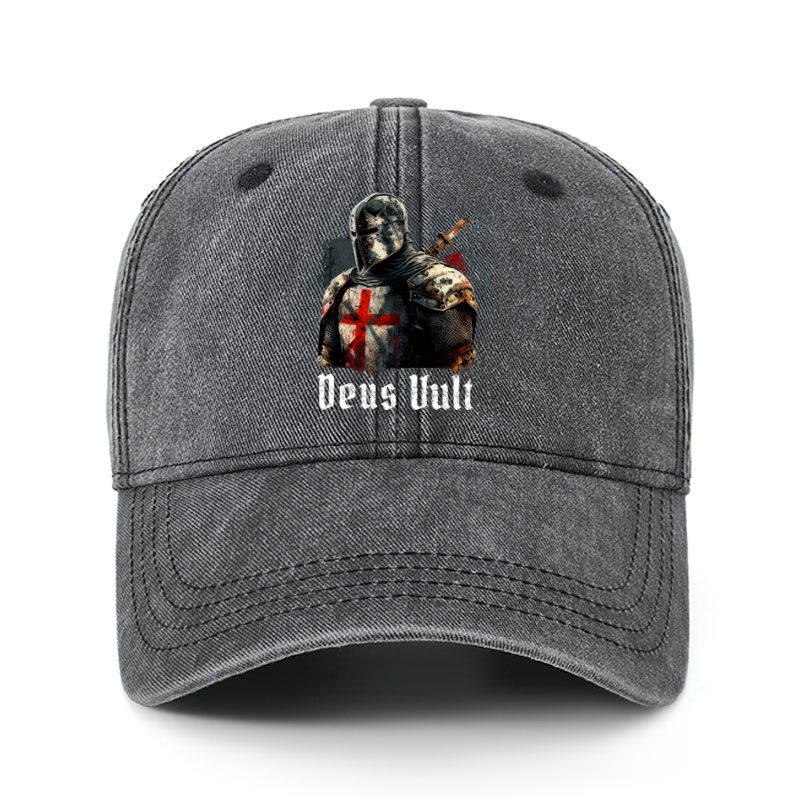 Heritage Washed Cap - Deus Vult - Black (front)