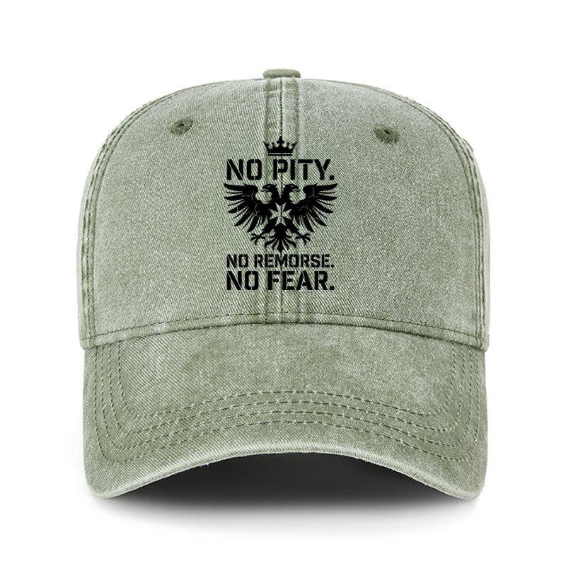 Heritage Washed Cap - No Pity No Remorse No Fear - Sage Green (front)
