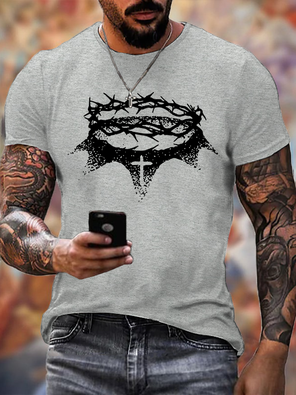 Crown of Thorns Jesus God Christian Cotton T-Shirt