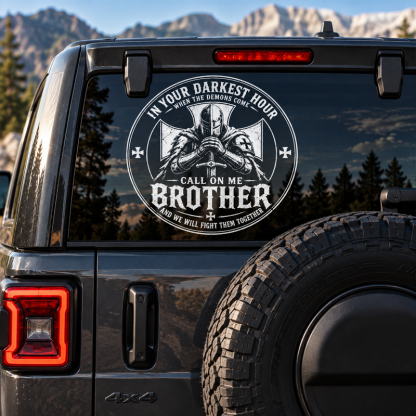 Car & Truck Vinyl Decals-Call On Me Brother – Knights of Faith
