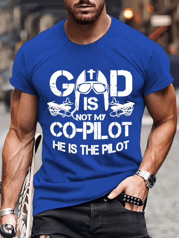  God Is My Pilot Christian Cotton T-Shirt