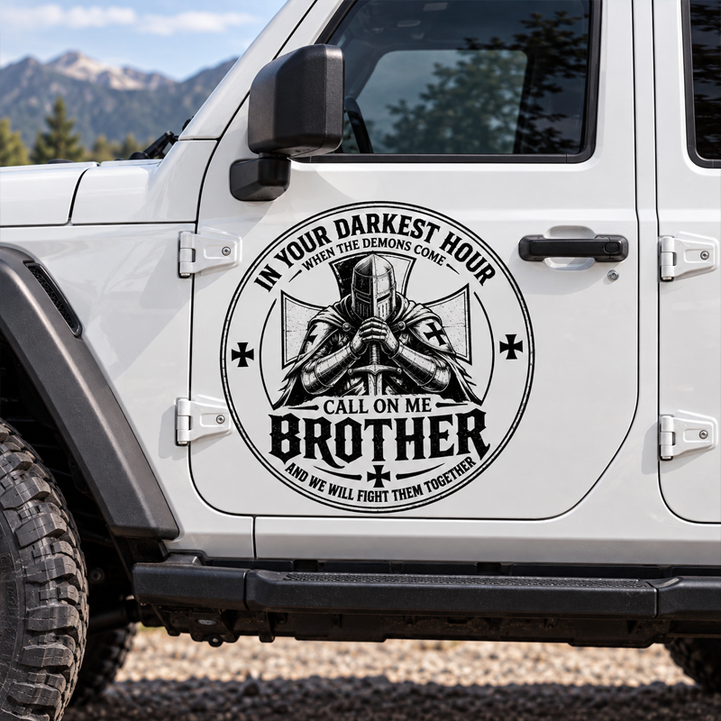 Car & Truck Vinyl Decals-Call On Me Brother – Knights of Faith