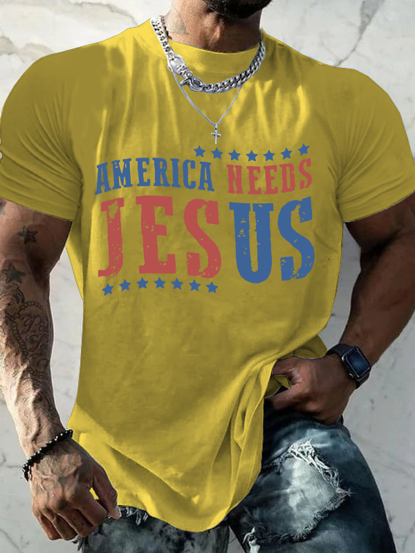 America Needs Jesus Christian Cotton T-Shirt