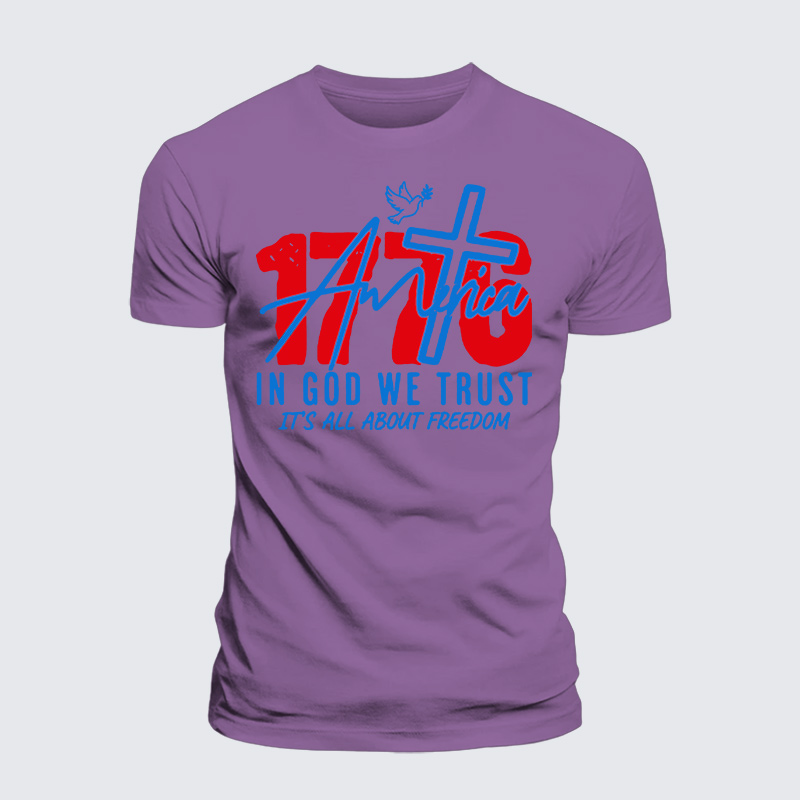 1776 In God We Trust Jesus God Christian Premium Mercerized Cotton Tee