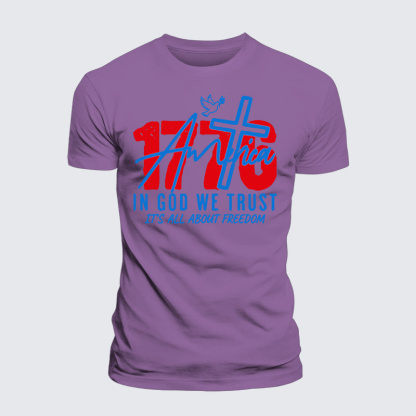 1776 In God We Trust Jesus God Christian Premium Mercerized Cotton Tee