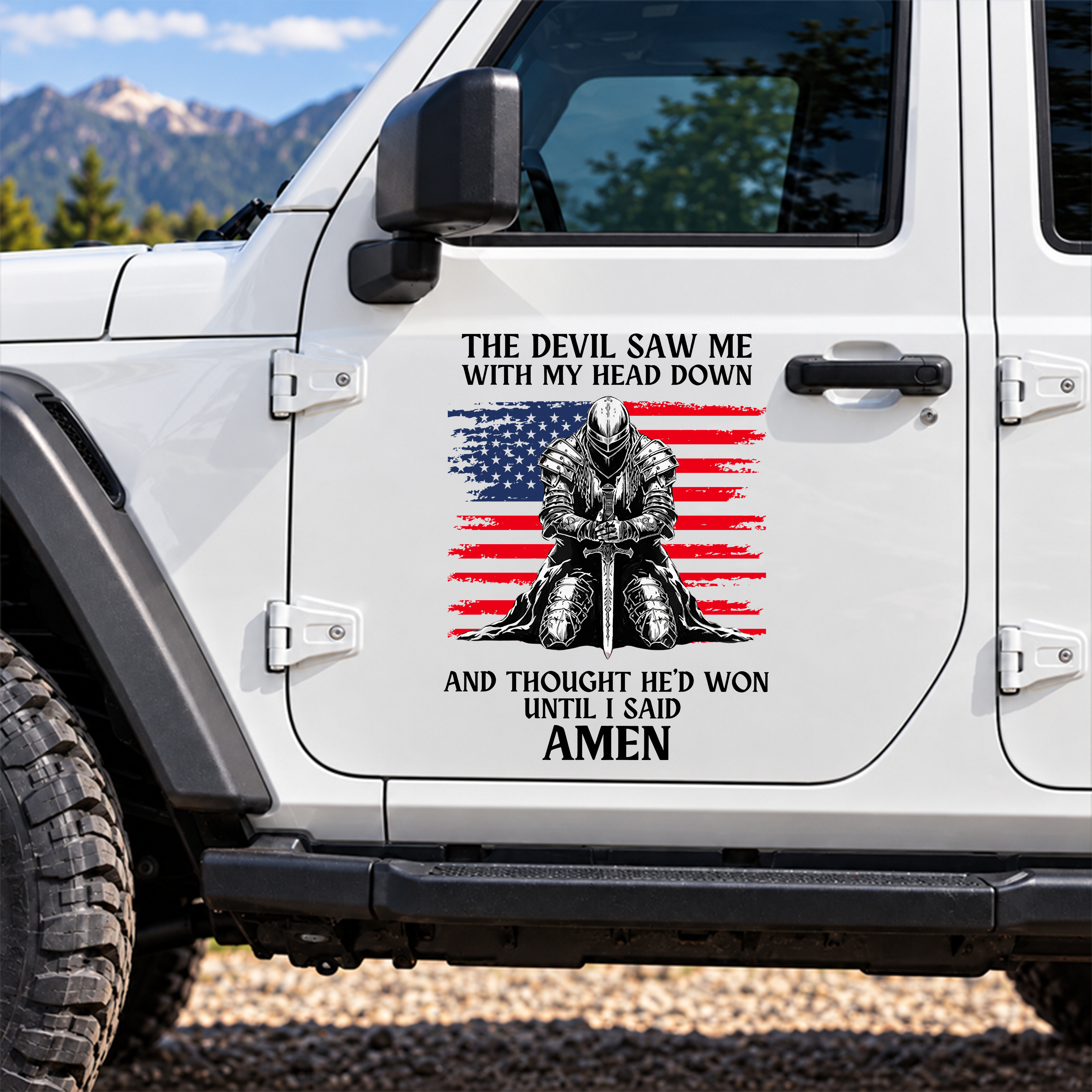 Car & Truck Vinyl Decals  - The Devil Saw Me Until I Said Amen