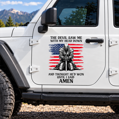 Car & Truck Vinyl Decals  - The Devil Saw Me Until I Said Amen