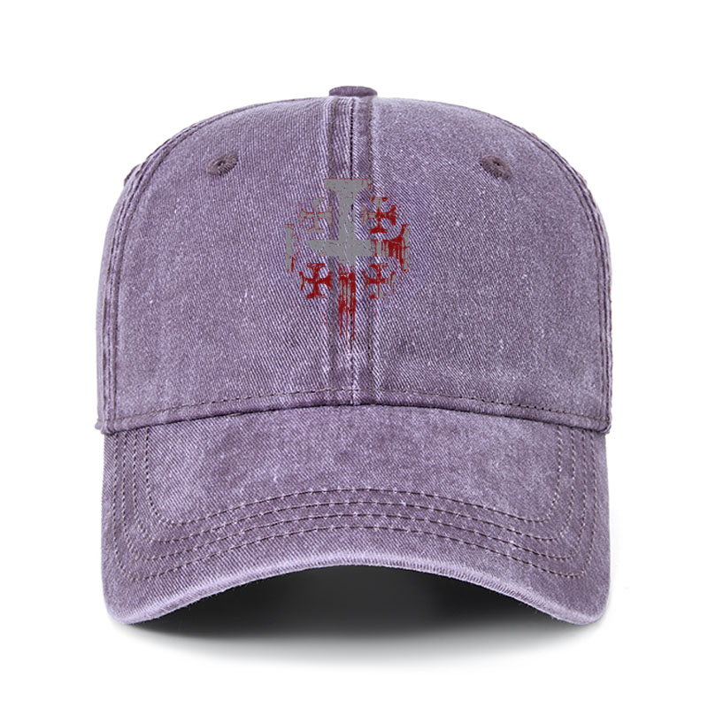 Heritage Washed Cap - Deus Vult - Purple (front)