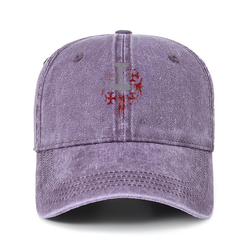 Heritage Washed Cap - Deus Vult - Purple (front)