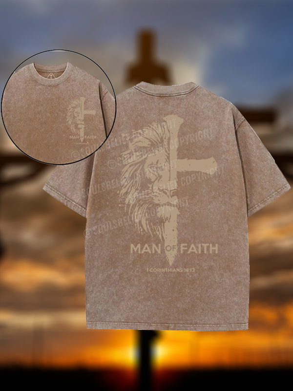 Man of Faith Christian Washed T-Shirt