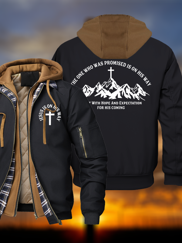 Jesus Is On His Way Warm Hooded Bomber Jacket