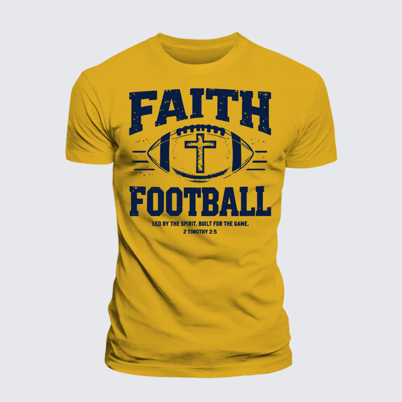 FAITH & FOOTBALL Jesus God Christian Premium Mercerized Cotton Tee
