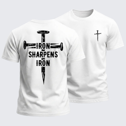 Heavyweight Cotton Tee - Christian Cross Iron Sharpens Iron