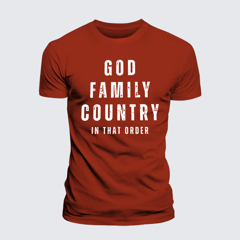 God Family Country In That Order Jesus God Christian Premium Mercerized Cotton Tee