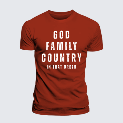 God Family Country In That Order Jesus God Christian Premium Mercerized Cotton Tee