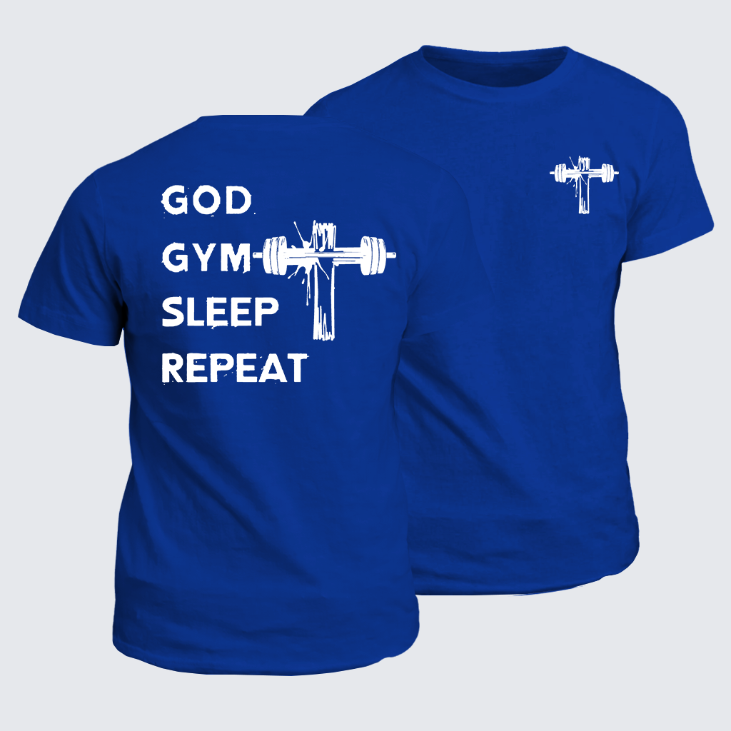 God Gym Sleep Repeat Jesus God Christian Cotton T-Shirt